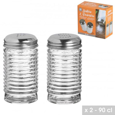 GLASS SALT AND PEPPER SET