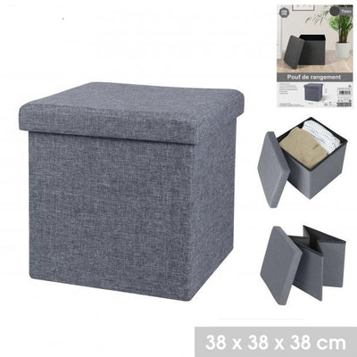 GREY FOLDING STORAGE OTTOMAN