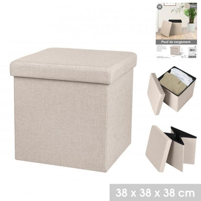 CREAM FOLDING STORAGE OTTOMAN