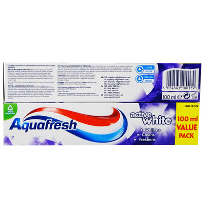 AQUAFRESH 100ML ACTIVE WHITE TOOTHPASTE