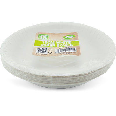 PACK OF 15 180MM WHITE PARTY BOWLS