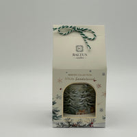 WHITE SANDALWOOD 7CM X 8CM DECORATED GLASS CANDLE