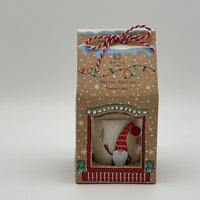 WINTER BERRIES 7CM X 8CM ELVES DECORATED GLASS CANDLE