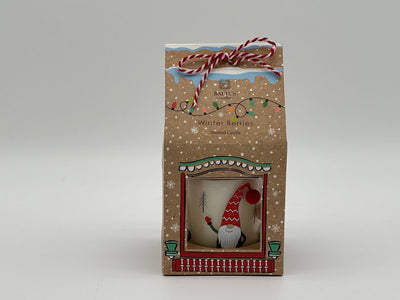 WINTER BERRIES 7CM X 8CM ELVES DECORATED GLASS CANDLE