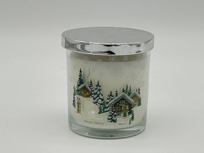 NORDIC VETIVER 8CM X 9CM DECAL GLASS CANDLE