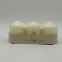 PACK OF 3 70MM X 90MM IVORY PILLAR CANDLES