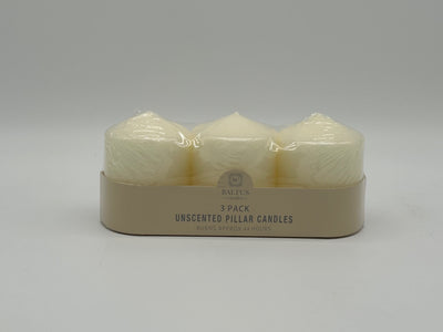 PACK OF 3 70MM X 90MM IVORY PILLAR CANDLES