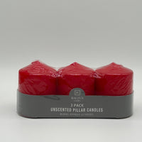 PACK OF 3 70MM X 90MM RED PILLAR CANDLES