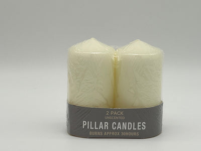 PACK OF 2 60MM X 120MM IVORY PILLAR CANDLES