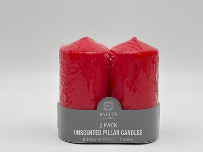 PACK OF 2 60MM X 120MM RED PILLAR CANDLES