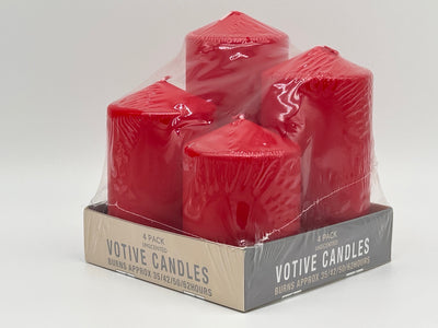 PACK OF 4 ASST. SIZES RED PILLAR CANDLES&nbsp;