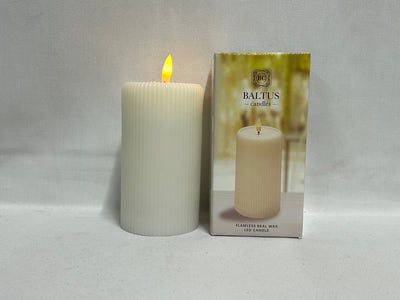 IVORY 7.5 X 12.5CM B/OP LED WAX PILLAR CANDLE