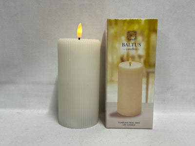 IVORY 7.5 X 15CM B/OP LED WAX PILLAR CANDLE