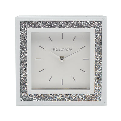 SQUARE WHITE CRYSTAL 30CM CLOCK