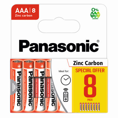 8 PACK PANASONIC AAA ZINC BATTERIES