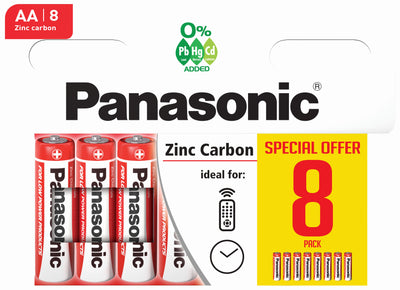 PACK OF 8 PANASONIC AA ZINC BATT