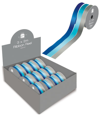ASST. SILVER AND BLUE MIX RIBBON ROLL