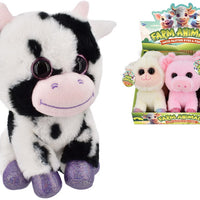 PLUSH 20CM FARM ANIMAL WITH GLITTER EYES