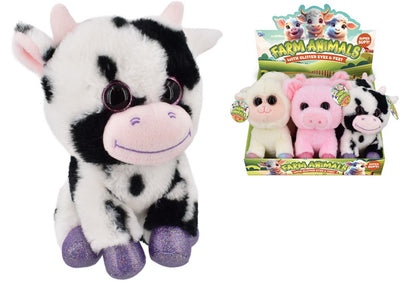 PLUSH 20CM FARM ANIMAL WITH GLITTER EYES