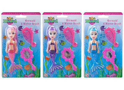 ASST. 5.5" JOINTED MERMAID WITH BRUSH AND MIRROR