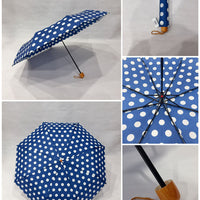 BLUE POLKADOT PRINT FOLDING UMBRELLA
