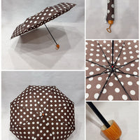 BROWN POLKADOT PRINT FOLDING UMBRELLA