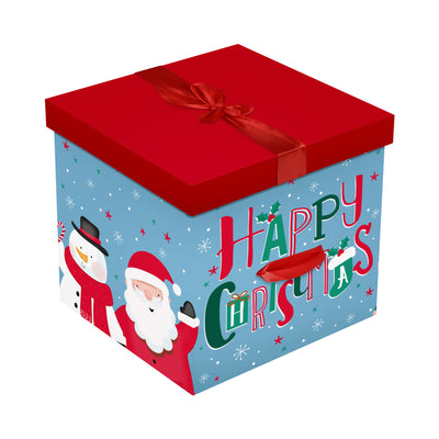 SQUARE FLAT PACK 30CM X 30CM CUTE HAPPY XMAS GIFT BOX