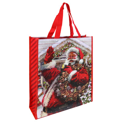 JOYFUL SANTA WOVEN SHOPPING BAG