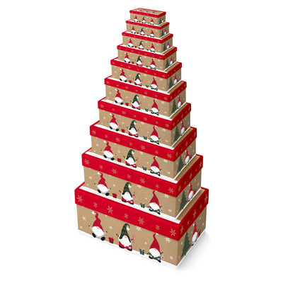 SET OF 10 XMAS GONK OBLONG BOX