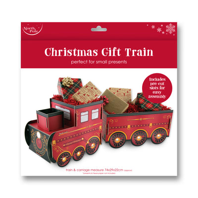 XMAS PRESENTS FLAT PACK CARDBOARD TRAIN