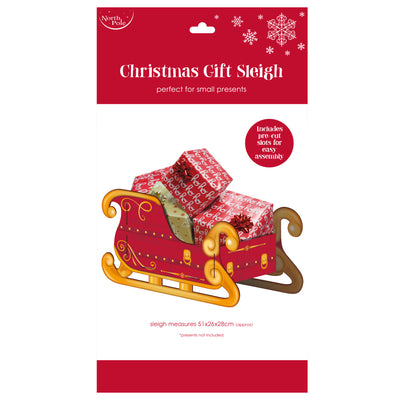 SANTAS PRESENTS FLAT PACK CARDBOARD SLEIGH