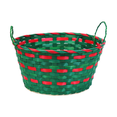 XMAS RED AND GREEN BUCKET WICKER HAMPER BASKET