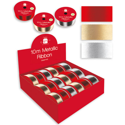 ASST. 10MTR METALLIC XMAS RIBBON
