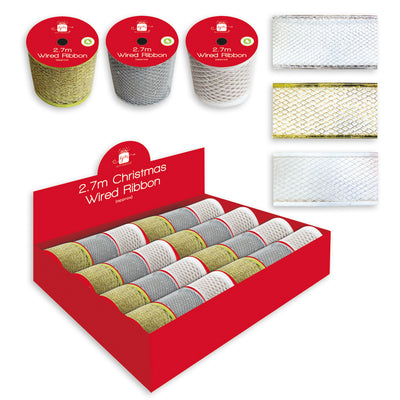 ASST. COLOURS 2.7MTR WIRE RIBBON