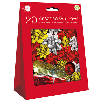 PACK OF 20 ASST. COLOURS GIFT BOWS