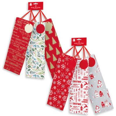 PACK OF 3 ASST. XMAS BOTTLE BAGS