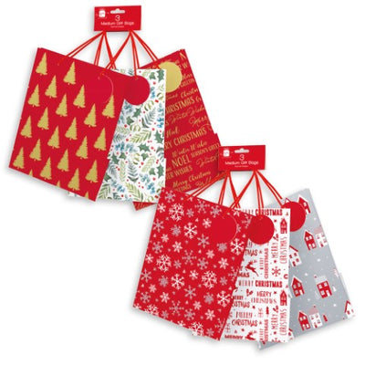 PACK OF 3 ASST. MEDIUM XMAS BAGS