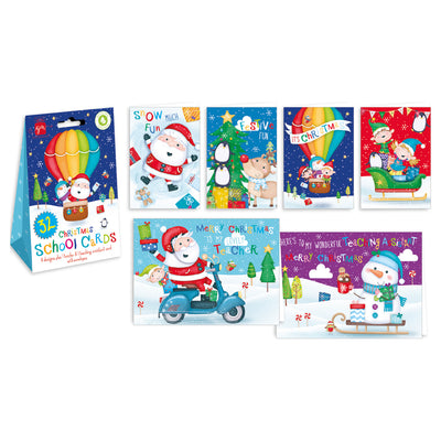 PACK OF 32 CUTE XMAS SCHOOL CARDS