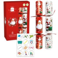 BOX OF 8 SANTA DESIGN 12" XMAS CRACKERS