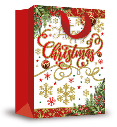 EXTRA LARGE HAPPY XMAS TEXT GIFT BAG