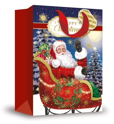 EXTRA LARGE TRAD SANTA ON SLEIGH GIFT BAG