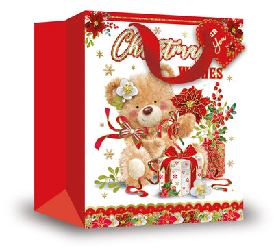 LARGE CUTE TEDDY XMAS GIFT BAG