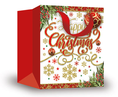 MEDIUM HAPPY XMAS TEXT GIFT BAG