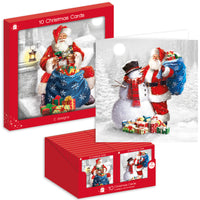 10 PACK SQUARE OUTDOOR SANTA&nbsp; XMAS CARDS