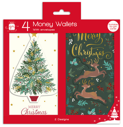 4 PACK CONTEMPORARY XMAS MONEY WALLETS