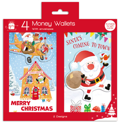 4 PACK CUTE XMAS MONEY WALLETS
