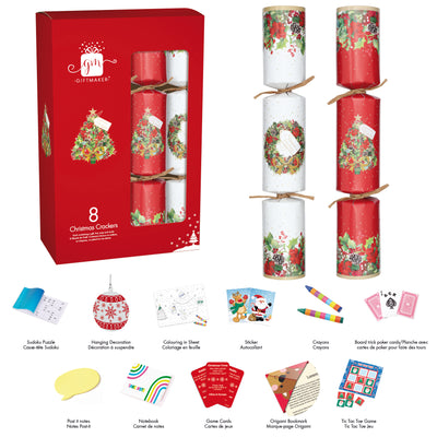 FOLIAGE DESIGN&nbsp; 8 PACK 10" XMAS CRACKERS