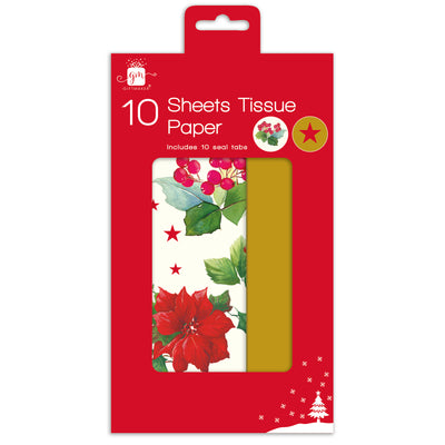 10 PACK TRAD XMAS TISSUE PAPER