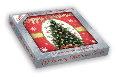 PACK OF 10 XMAS TREE DESIGN CARDS