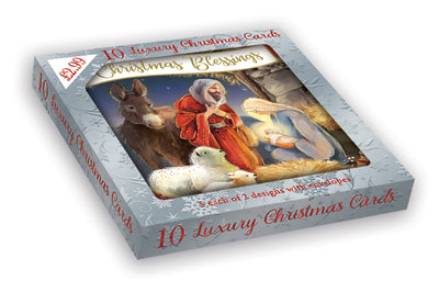 PACK OF 10 NATIVITY SCENE&nbsp; XMAS CARDS
